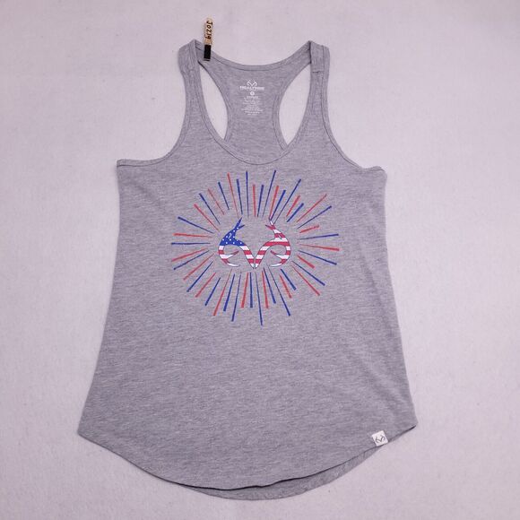 Realtree Casual Graphic Sleeveless Tank Top Womens Size Small S Gray - Picture 2 of 12